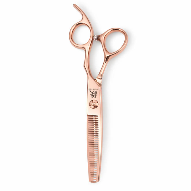 Juntetsu Rose Gold VG10 Pro Thinning Scissors - front view (SKU: JUN-RSG-S50 JUN-RSG-T60)