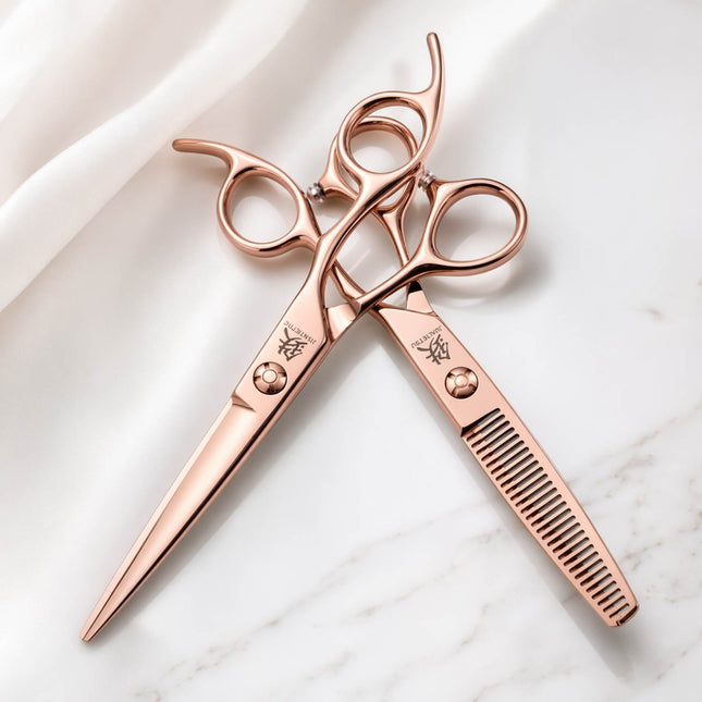 Juntetsu Rose Gold VG10 Pro Scissors Set - front view (SKU: JUN-RSG-S50)