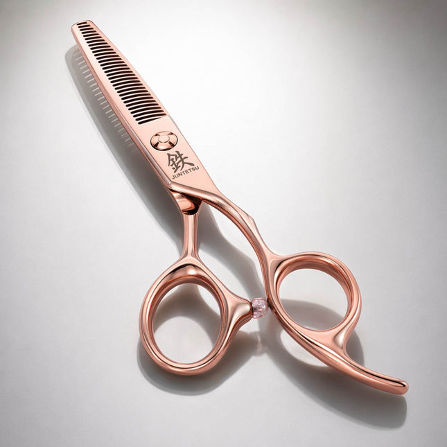 Juntetsu Rose Gold VG10 Pro Thinning Scissors - angled view