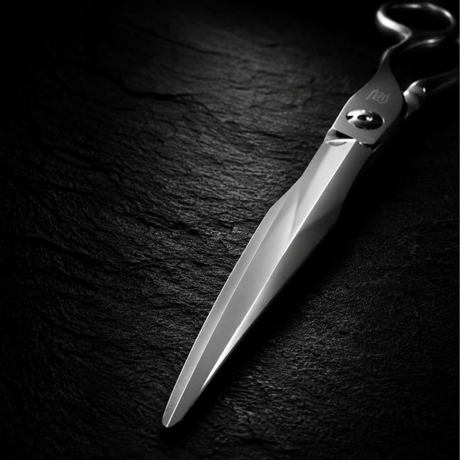 Ichiro Tsurugi Barber Scissors - sword blade close-up