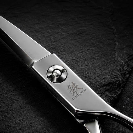 Juntetsu Premium Series: Cobalt Sword Scissors - body and pivot close-up