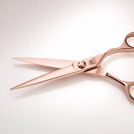 Juntetsu Rose Gold VG10 Pro Scissors Set - cutting scissor, open blades close-up