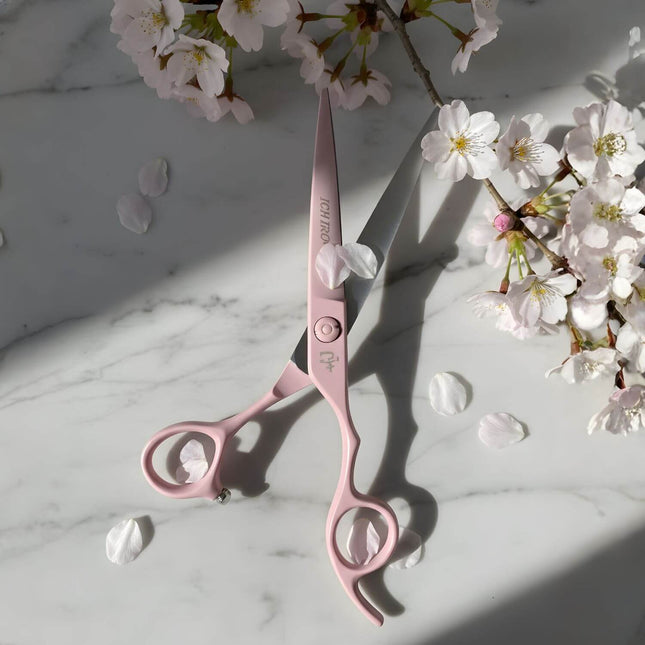 Ichiro Pastel Pink Hair Cutting SAKURA Flower Scissors From Tokyo Japan (SKU: ICH-PNK-M5050 ICH-PNK-C50 ICH-PNK-S50)