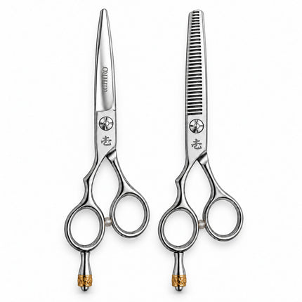 Ichiro Crown Lefty Hairdressing Scissor Set: convex edge cutting scissor and 6.0 inch thinner (SKU: ICH-CRN-LS55)