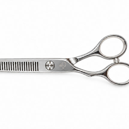Ichiro Crown Lefty Thinning Scissors, 6.0 inch left-handed thinning scissors with V-shaped teeth (SKU: ICH-CRN-LT60)