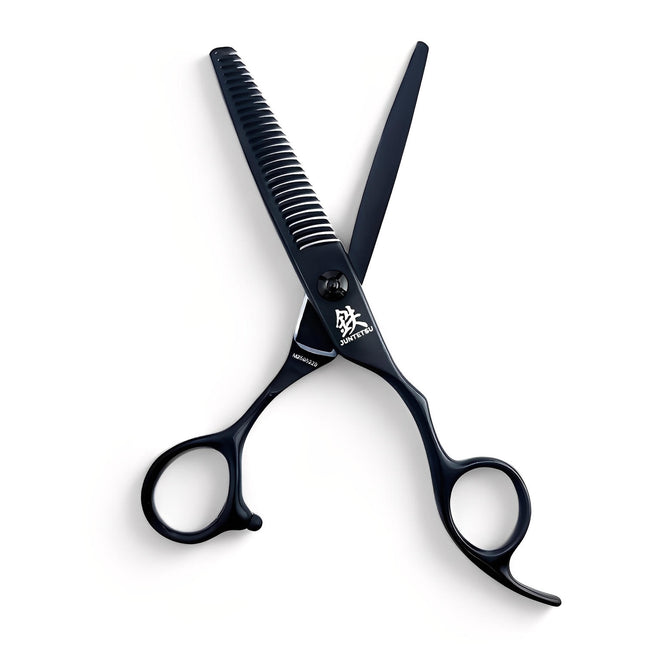 Juntetsu Matte Black Offset Thinning Scissors (SKU: JUN-JMTB-T30)
