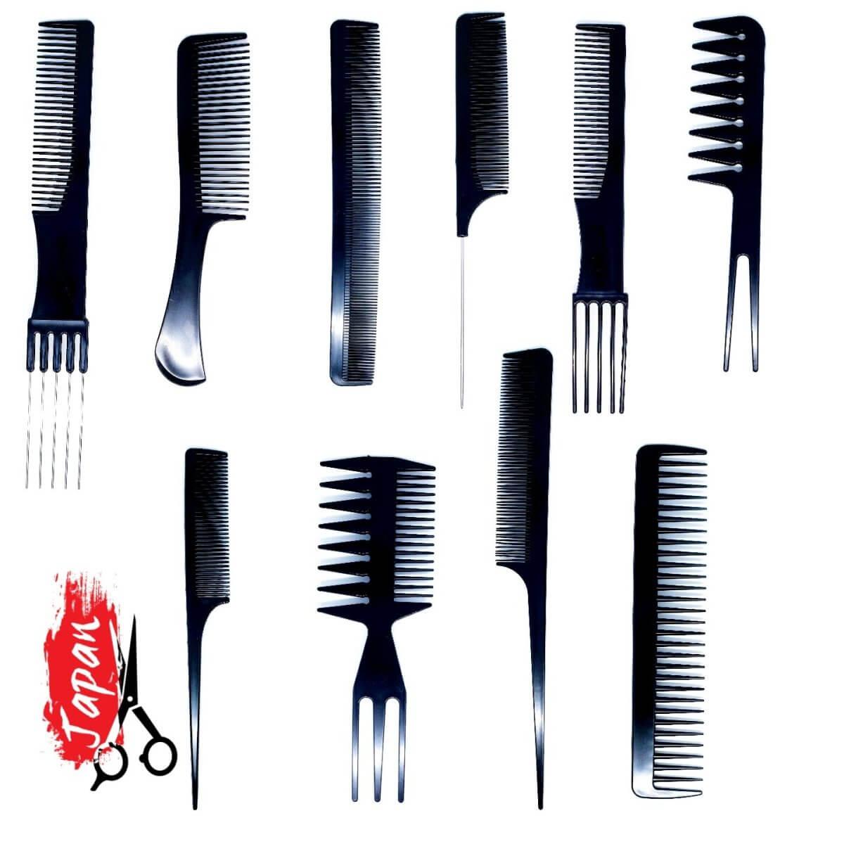 Comb Scissors Complete Hair Comb Set: 10 Piece Anti-Static Hairdressing Combs – Japan ...
