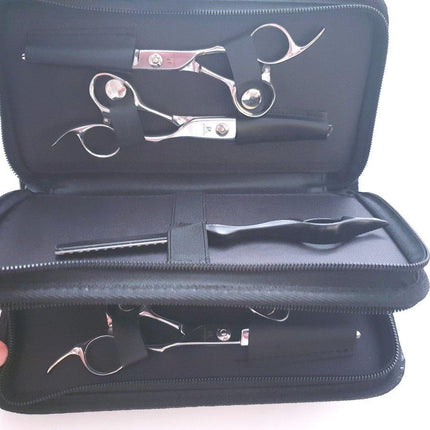4pcs - Black Checkered Leather Scissors Pouch - Japan Scissors