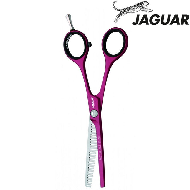 Jaguar Pastell Plus ES40 rožinės čili plonosios žirklės - Japonijos žirklės