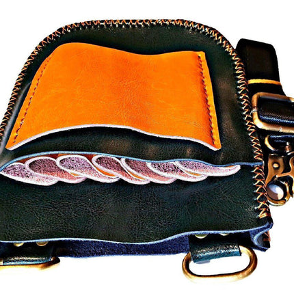 Японские ножницы - 7шт - Черная и оранжевая кожаная кобура для ножниц - Японские ножницы