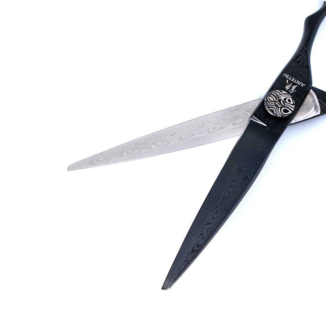 Juntetsu Matte Black Damascus Cutting Scissors - Japan Scissors