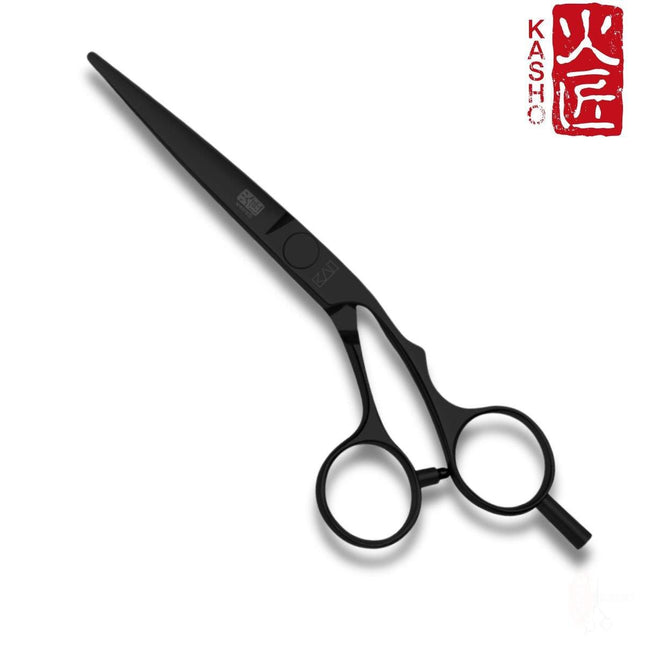 Kasho 银色偏移：黑色理发剪刀 - 日本剪刀